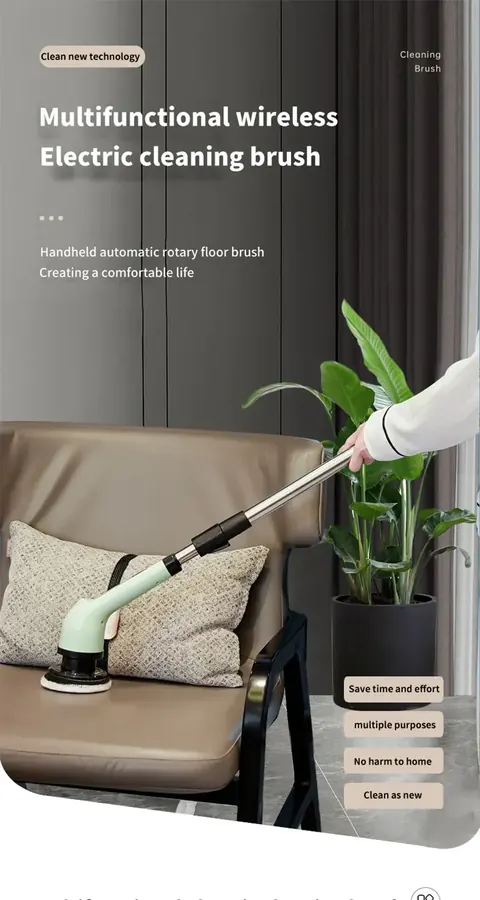 AventroHome spin scrubber resting on an armchair at home