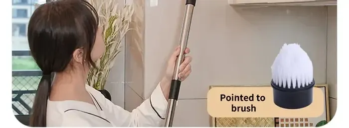 Pointed brush head reaching a ceiling corner
