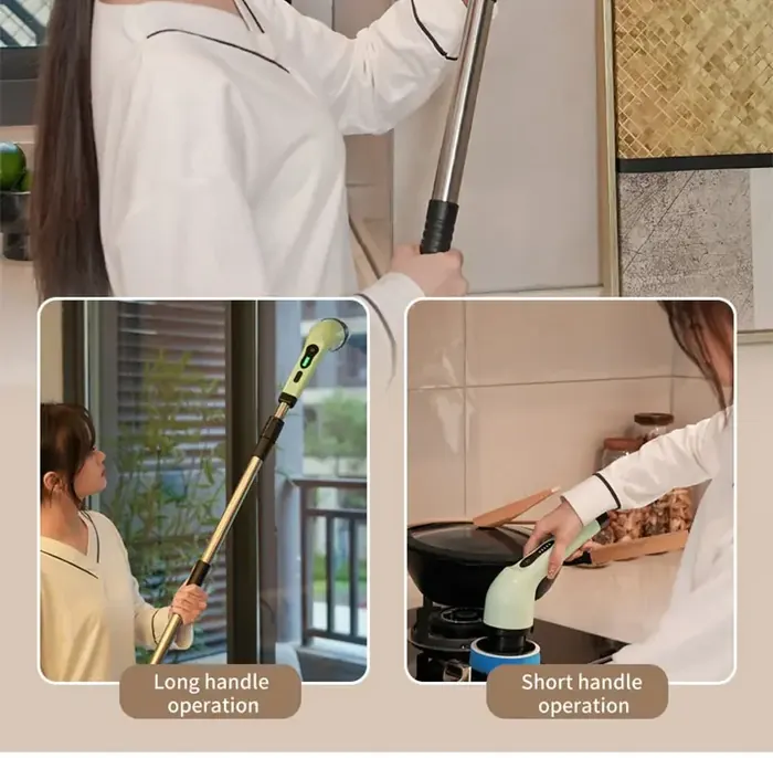 Extension handle adjusted to long and short lengths