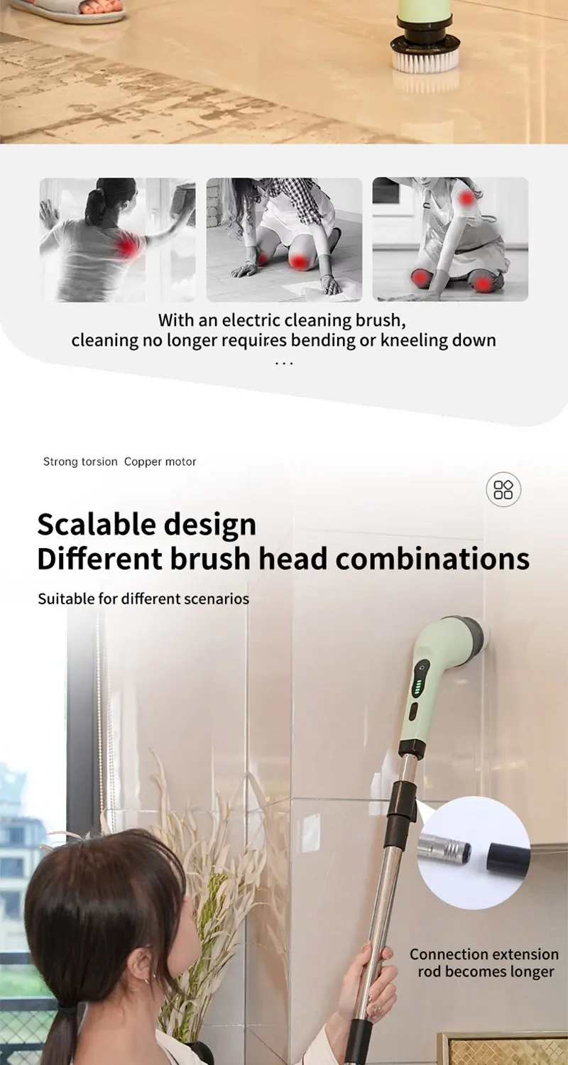AventroHome spin scrubber being used to clean floors and household surfaces